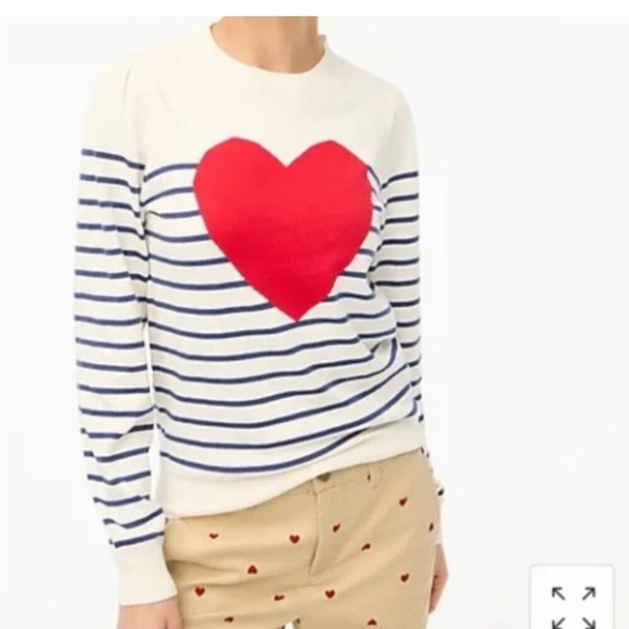 J.Crew Puff-Sleeve Heart Sweater, Size 2X - Picture 7 of 9